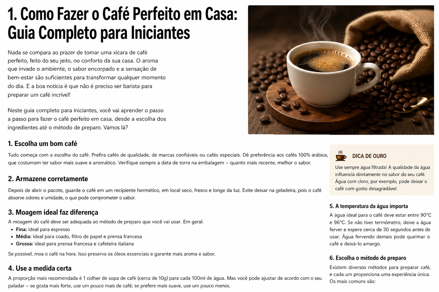 Como Fazer o Café Perfeito em Casa